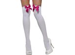 Smiffys - Calze Autoreggenti Da Donna SM252 (Taglia Unica) (Bianco/Fucsia)