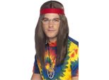 Smiffys - Set Di Accessori Per Costume Da Hippie Da Uomo - Poliestere SM721 (Taglia Unica) (Marrone/Rosso/Argento)