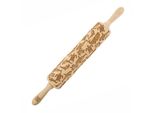 Mattarello In Legno Moodforwood, Inciso, 43 Cm Con Manici, Perfetto Per La Cottura Al Forno - Motivo Oceano