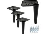 Set Di 4 Eleganti Gambe Per Mobili In Metallo "Pizzo"", Altezza 13 Cm, In Nero Opaco, Viti Di Montaggio Incluse, Ideali Per Aggiungere Stile A Qualsiasi Salotto."