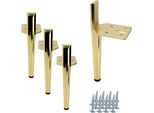Set Di 4 Eleganti Gambe Cromate Dorate Per Mobili - 15 Cm Design Minimalista Con Imbottitura Protettiva Per I Pavimenti, Complemento Perfetto Per Gli Stili Interni Moderni.