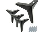 Set Di 4 Gambe Per Mobili "A Stella"" In Nero Opaco, Altezza 13 Cm, Complemento Perfetto Per Interni Moderni E Classici, Compresi Gli Accessori Di Montaggio."