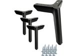 Set Di 4 Gambe Per Mobili In Nero Opaco, Altezza 15 Cm - Per Divani, Cassettiere E Altro, Con Base Antiscivolo E Viti Di Montaggio
