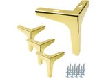 Set Di 4 Gambe Per Mobili Anchor Oro-Cromo, Altezza 13 Cm, Metallo, Superficie Lucida, Complemento Ideale Per Mobili Moderni