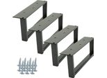 Set Di 4 Gambe Per Mobili, Nero Opaco, Altezza 9 Cm, Lunghezza 20 Cm - Gambe Minimaliste In Metallo Per Uno Stile Elegante E Un Facile Montaggio.