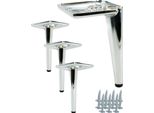 Set Di 4 Gambe Per Mobili 'Spitze' In Cromo Argento, Altezza 15 Cm, Gambe In Metallo Per Divani E Armadi, Viti Incluse Per Un Facile Montaggio