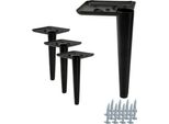 Set Di 4 Eleganti Gambe Girevoli, Nero Opaco, Altezza 17 Cm - Gambe In Metallo Perfette Per Mobili Imbottiti, Mobili Tv E Cassettiere, Compresi Gli Accessori A Vite.