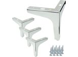 Set Di 4 Gambe Per Mobili Anchor Silver Chrome 13 Cm - Piedi In Metallo Eleganti E Minimalisti Con Protezione In Plastica Per Proteggere Il Pavimento, Ideali Per Interni Moderni