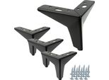 Set Di 4 Gambe Per Mobili "A Stella"" In Nero Opaco, Altezza 10 Cm, In Metallo Di Alta Qualità Con Tappi Di Protezione Per Il Pavimento, Ideali Per Interni In Stile Moderno, Classico E Industriale."