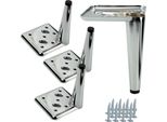 Set Di Gambe Per Mobili 4 Pezzi - Eleganti Gambe A Spillo Cromate Alte 13 Cm Per Divani E Cassettiere, In Metallo Con Base Antigraffio