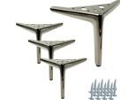 Elegante Set Di 4 Gambe Per Mobili Anchor, Cromo Nero, 15 Cm - Gambe In Metallo Eleganti E Minimaliste Per Un'atmosfera Sofisticata.