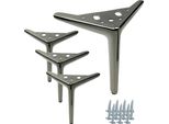 Set Di 4 Gambe Per Mobili In Cromo Nero, Altezza 18 Cm - Gambe Eleganti E Robuste Con Finitura Lucida Per Un Arredamento Minimalista E Un Montaggio Stabile.