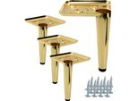 Set Di 4 Gambe Per Mobili, Cromo Oro, Altezza 13 Cm, Eleganti Gambe In Metallo Con Design A Spillo Per Divani, Armadi E Cassettiere