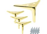 Elegante Set Di 4 Gambe Per Mobili "Anchor"" In Cromo Oro, Altezza 12 Cm, In Metallo, Con Base Protettiva Per Il Pavimento, Ideale Per L'arredamento Minimalista E Moderno."