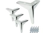 Set Di 4 Gambe Per Mobili "Star"" In Cromo Argento, Altezza 13 Cm, Con Cuscinetti Antigraffio, Ideali Per Il Design Minimalista E Lo Stile Elegante Degli Interni."