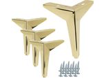 Set Di 4 Gambe Per Mobili "Star"" In Oro-Cromo, Altezza 15 Cm - Lussuose Ed Eleganti Per I Vostri Mobili"