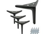 Elegante Set Di 4 Gambe Per Mobili Anchor In Metallo Nero, Altezza 15 Cm - Ideale Per Divani, Poltrone E Mobili Tv, Con Piedini Protettivi In Plastica Per Il Pavimento.