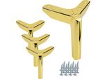 Set Di 4 Gambe Per Mobili In Cromo Oro, Altezza 12 Cm - Eleganti Gambe In Metallo Per Divani, Poltrone, Mobili Tv E Cassettiere, Viti Di Montaggio Incluse