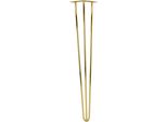 Gamba Per Mobili A Forcella, Altezza 71 Cm, Design A 3 Aste, Finitura Cromata Oro Lucido, Stabile Ed Elegante Per Mobili Moderni E Classici