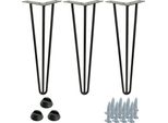 Set Di 3 Gambe Per Mobili Hairpin, Altezza 41 Cm, 3 Aste, Nero, Metallo, Nero Opaco, Per Progetti Di Arredamento Creativi, Facili Da Montare, Stabili E Moderni.