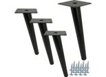 Set Di 4 Gambe Per Mobili In Metallo "Slanted"" In Nero Opaco, Alte 20 Cm, Ideali Per Cassettiere, Tavolini E Comodini, Incluse Le Viti Di Montaggio."
