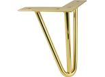 Gamba Per Mobili A Forcella, Altezza 15 Cm, 3 Aste, Cromata Color Oro, Robusta E Moderna, Ideale Per Tavolini, Panche E Scaffali.