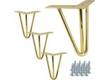 Set Di 4 Gambe Per Mobili A Forcina, Color Oro, Alte 15 Cm, In Metallo Resistente, Con Accessori Di Montaggio Per Soluzioni D'arredo Creative.