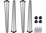 Set Di 4 Gambe A Forcella, Nero Opaco, Altezza 71 Cm, Gambe Per Mobili In Metallo Con Piedini In Plastica E Viti Di Montaggio, Ideali Per Mobili Dal Design Industriale E Moderno