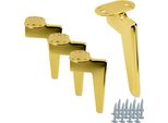 Set Di 4 Gambe Per Mobili Loft In Cromo-Oro Lucido, Altezza 15 Cm - Elementi Di Design Elegante E Industriale Per I Vostri Interni.