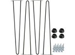 Set Di 4 Gambe Per Mobili In Stile Forcina, Altezza 71 Cm, Gambe In Metallo Nero Con Piedini In Plastica, Ideali Per Mobili Alti E Stili Di Arredamento Moderni.