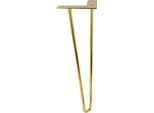 Gamba Per Mobili A Forcella, Altezza 41 Cm, Design A 2 Aste, In Cromo Oro Lucido, Stabile Ed Elegante Per Progetti Di Arredamento Moderno.