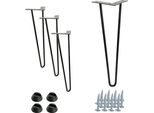 Set Di 4 Gambe Per Mobili Hairpin, Altezza 41 Cm, Nero Opaco, Con Piedini In Plastica, Per Mobili Sicuri Ed Eleganti
