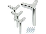 Set Di 4 Gambe Per Mobili In Metallo Con Superficie Cromata, Altezza 15 Cm E Design Elegante Per Divani, Sedie E Mobili Tv, Compresi Gli Accessori Di Montaggio.