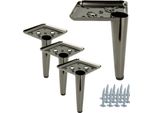 Set Di 4 Gambe Per Mobili "Spike"" In Cromo Nero, Altezza 13 Cm, Con Viti Di Montaggio E Cuscinetti Di Protezione, Ideali Per Mobili Imbottiti E Mobili Tv."