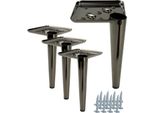 Set Di 4 Gambe Per Mobili "Needle"" In Cromo Nero, Altezza 17 Cm, Con Viti Di Montaggio - Soluzione Elegante Per Mobili Imbottiti E Mobili Tv."