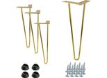 Set Di 4 Gambe Per Mobili Hairpin In Oro, Altezza 41 Cm, 2 Aste, Metallo, Design Moderno, Stabile Ed Elegante Per Tavolini, Panche E Cassettiere.