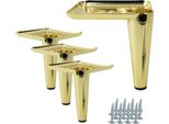 Set Di 4 Gambe Per Mobili "Stiletto"" - Eleganti Gambe Cromate Color Oro, Altezza 10 Cm, Ideali Per Divani, Cassettiere E Interni Versatili. Robuste Ed Eleganti."