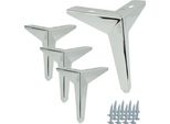 Set Di 4 Gambe Per Mobili "A Stella"" In Cromo Argento - Altezza 15 Cm, Design Moderno Ed Elegante Per Un Interno Di Classe. Ideale Per Cassettiere, Tavoli E Altro."