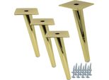 Set Di 4 Gambe Angolari Dorate Per Mobili Da 20 Cm - Eleganti E Robuste Gambe In Metallo Per Mobili Di Stile