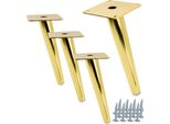 Set Di 4 Eleganti Gambe Angolari Per Mobili "Elegance"" In Oro, Altezza 18 Cm, Per Un Accento Nei Vostri Interni."