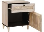 Vidaxl Comodino Con Contenitore Beige 50 X 33 X 60 Cm In Legno Massiccio Di Acacia
