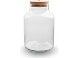 Bottiglia Per Terrario "Milky"" Con Coperchio In Sughero A Led - Ø21Cm ↕30Cm - Bottiglia In Vetro Riciclato - Volume Di Circa 9 Litri - Ideale Per Terrari Fai Da Te E Mini Ecosistemi - Con Illuminazione"