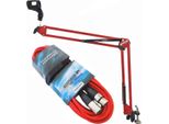 Keepdrum NB35 Rd Rosso Braccio Articolato Con Cavo Microfonico Xlr Da 6 M Rosso