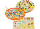 Gioco Per Famiglie 3In1: Ludo, Pesca Con La Canna Da Pesca E Puzzle