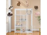 Gattaiola - Cassetta Per Gatti - Gabbia Per Gatti Per Interni Ed Esterni - Rifugio Per Gatti - Gabbia Per Gatti - Casa Per Gatti - Voliera Per Gatti - Cassetta Per Gatti - Bianco - 107 X 72 X 142 Cm