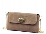 Vera Pelle Piccola Ed Elegante Borsa Messenger Da Donna, Pelle Scamosciata Beige