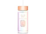 Borraccia In Vetro Crystallove Con Quarzo Rosa E Cannuccia, 400 Ml, Ologramma