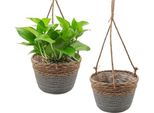 Cesto Per Piante Appese, 2 Pezzi, Appendino Per Fiori Boho, 20 Cm, Piante Intrecciate A Mano, Fioriera, Vaso Appeso, Cesto, Cesto Per Piante Naturali, Lampada Appesa, Appendino Per Piante, Grigio