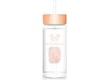 Borraccia In Vetro Crystallove Con Quarzo Rosa E Cannuccia, 400 Ml