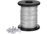 Filo Per Appendere Foto, Filo In Acciaio Inox, Gancio A Spirale, Cavo In Acciaio Con 20 Manicotti In Alluminio Per Appendere Cornici, Foto, Quadri, Specchi (1,5 Mm X 50 M)
